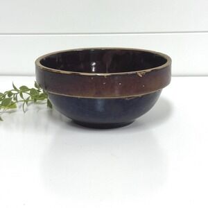 Vintage brown stoneware bowl- Dunlap cream whip crockery bowl